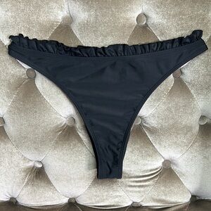 Nasty Gal high rise ruffle trim minimal coverage booty bikini bottoms